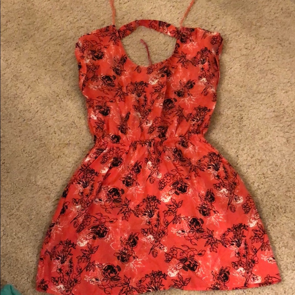 Pink and black floral dress